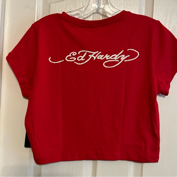 Ed Hardy Red Tiger Signature Logo Front & Back Crop T Tee Shirt NWT choose size - Picture 7 of 15
